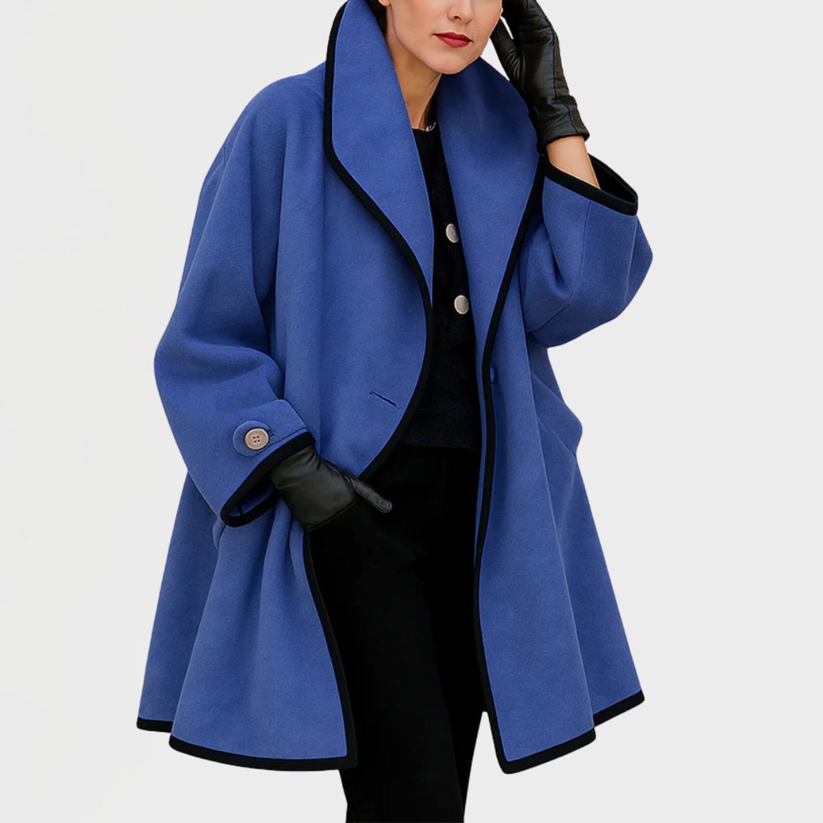 Flora | Oversized Coat with Contrast Trim