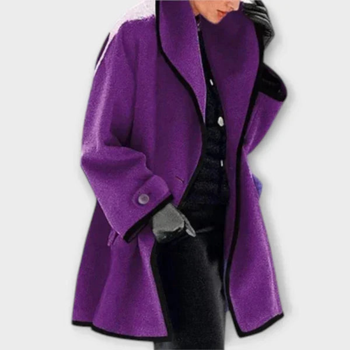 Flora | Oversized Coat with Contrast Trim